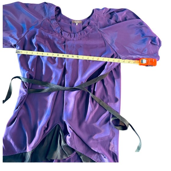NWT Vera Wang Purple Silk Blouse w/Black Wrap Around Belt Size 8 - Picture 13 of 15